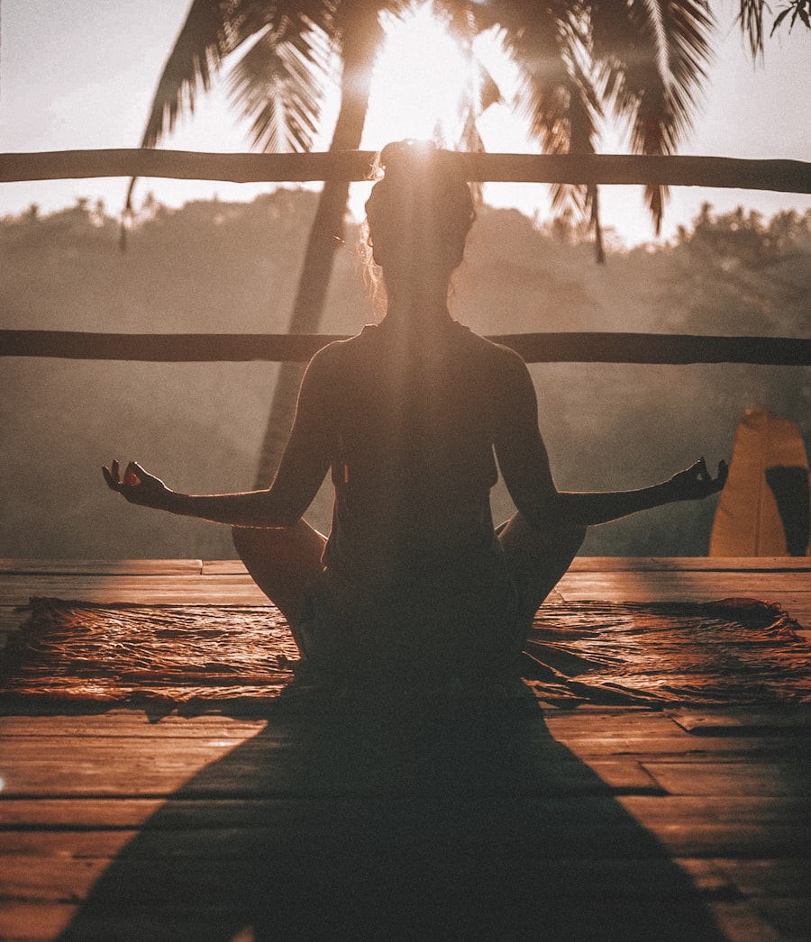 Person in a calm movement or meditation pose suggesting breath and flow